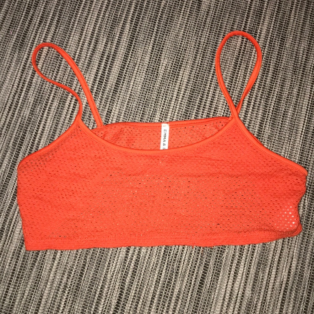 LF orange fishnet bra top